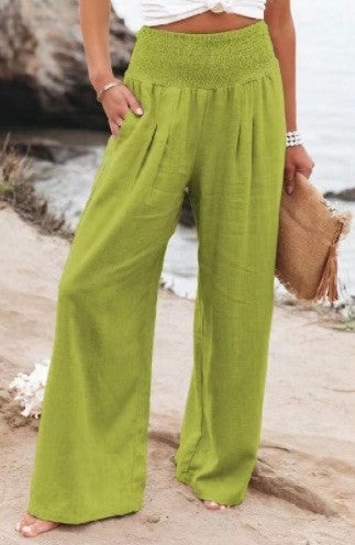 Effortless women's wide leg pants, relaxed fit, comfy fabric, suitable for spring and summer.