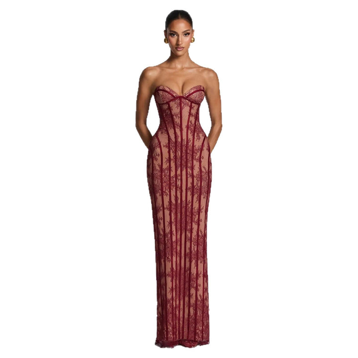 Formal women's evening gown, an elegant fitted bustier dress, ideal for cocktail parties & events.