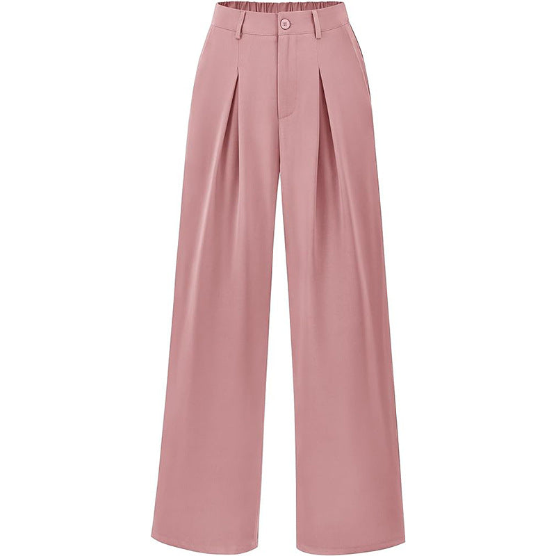 Women's elegant high waist pleated wide leg pants for a sophisticated and comfortable office wear.