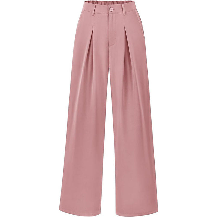 Women's elegant high waist pleated wide leg pants for a sophisticated and comfortable office wear.