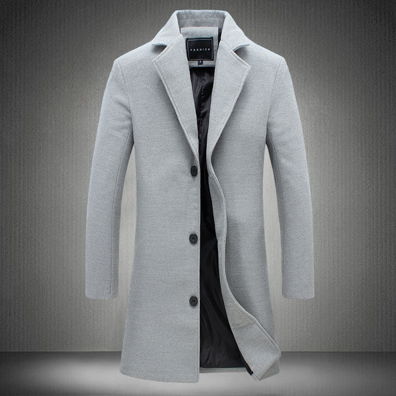 Autumn/winter women's long jacket, elegant structured outerwear for ladies.