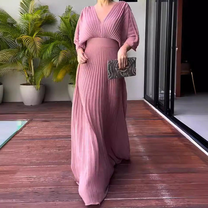 Stylish V-neck floral maxi dress for women, ideal for a chic summer look.
