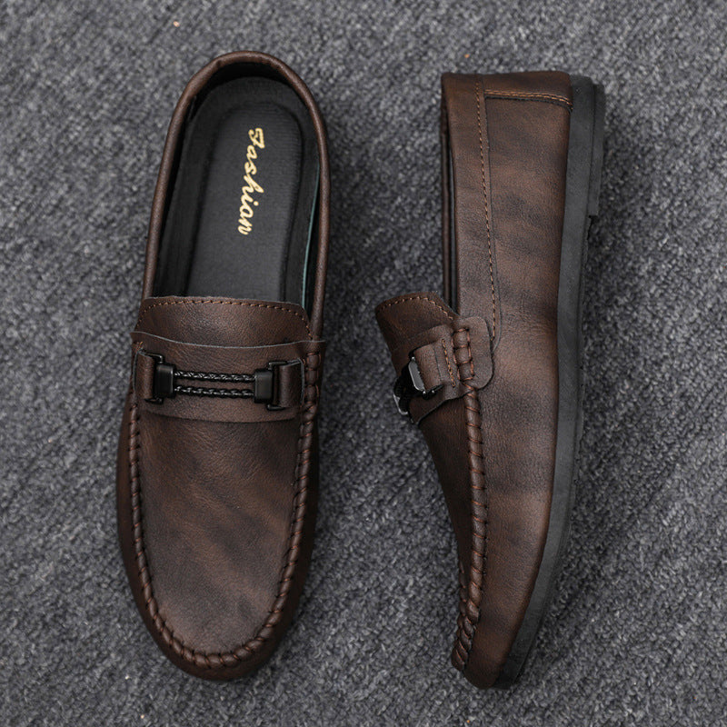 Classic men's driving shoes, brown slip-on moccasins for ultimate comfort and everyday wear.