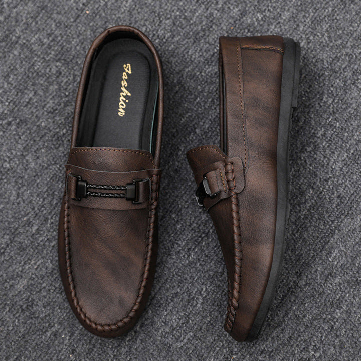 Classic men's driving shoes, brown slip-on moccasins for ultimate comfort and everyday wear.