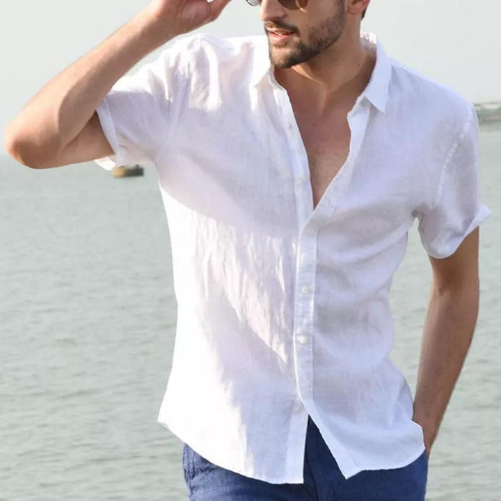 Men's lightweight breathable button-down shirt, perfect for summer casual wear.