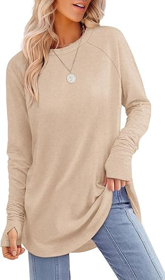 Comfortable women's casual long sleeve t-shirt, modern style & everyday fashion essential.
