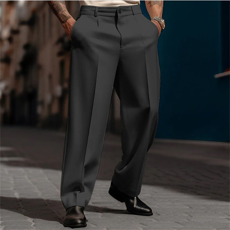 Men's formal wide-leg pants, high-waisted fit for a classic, sophisticated look.