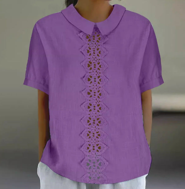 Stylish women's lace panel top. Light & breathable, perfect for warm weather and elegant fashion.
