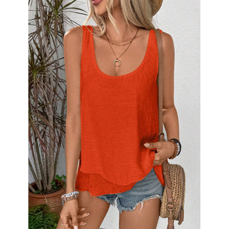 Versatile women's wide neckline summer top, great for casual outings, beach days, or vacation comfort.