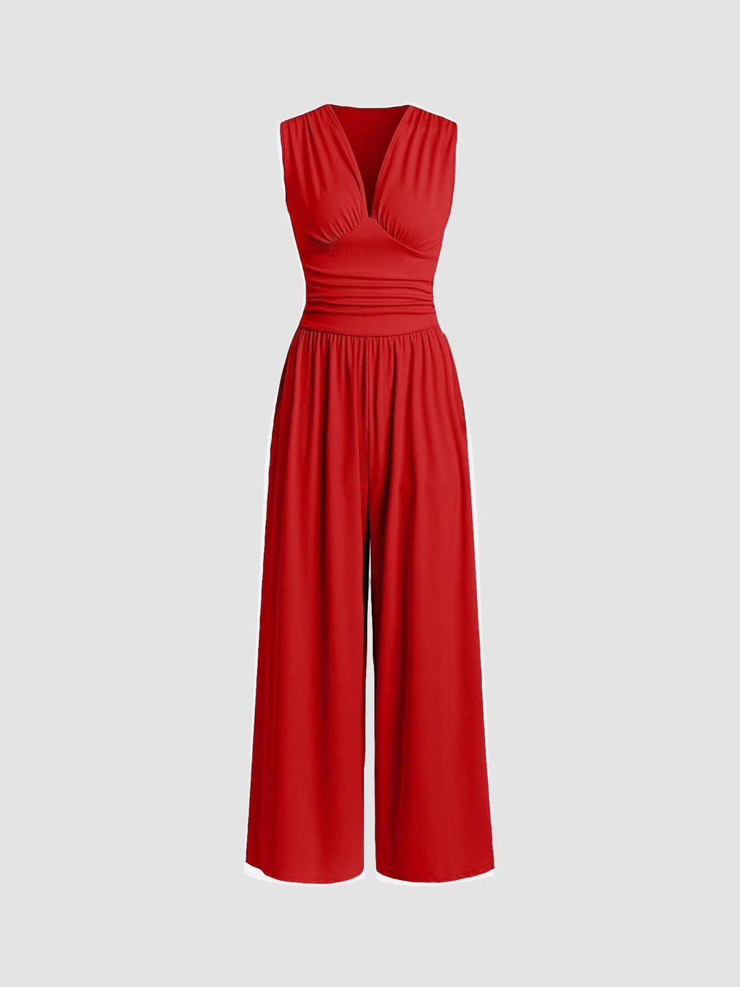 Comfortable women's sleeveless wide-leg jumpsuit, ideal for stylish casual wear.
