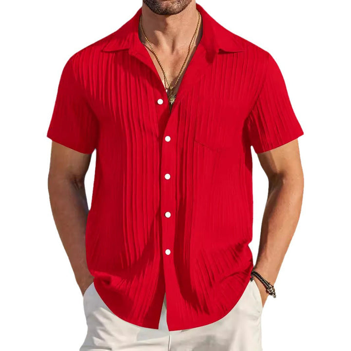 Summer men's structured short sleeve shirt. Relaxed fit, lightweight for beach and casual wear.