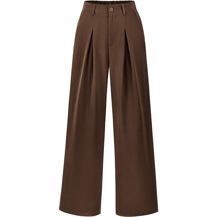 Fashion-forward women's wide leg trousers with a high waist and pleats, offering a chic look.
