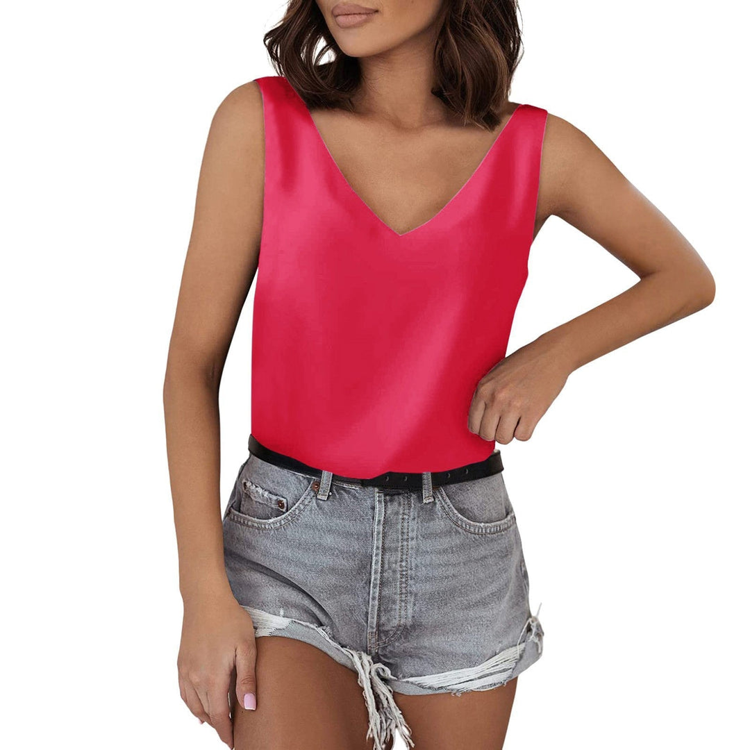 Summer-ready women's sleeveless V-neck, offering comfort & elegance.