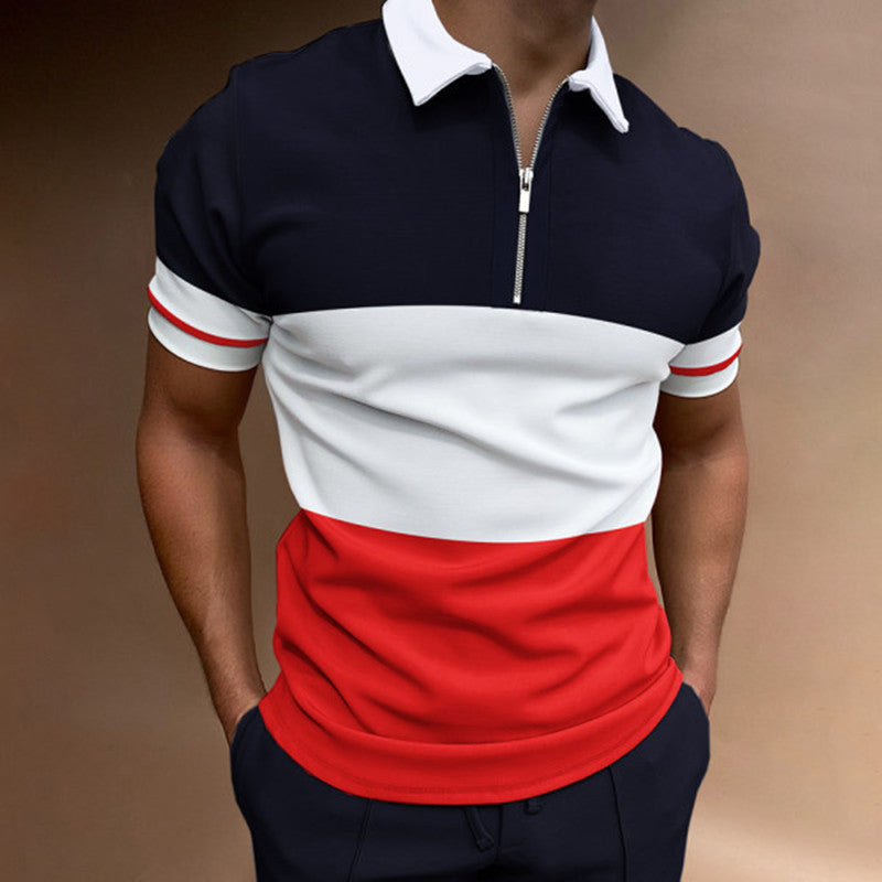 Comfortable men's short sleeve zip polo shirt. Versatile for casual & smart casual men's fashion. Modern collared top.