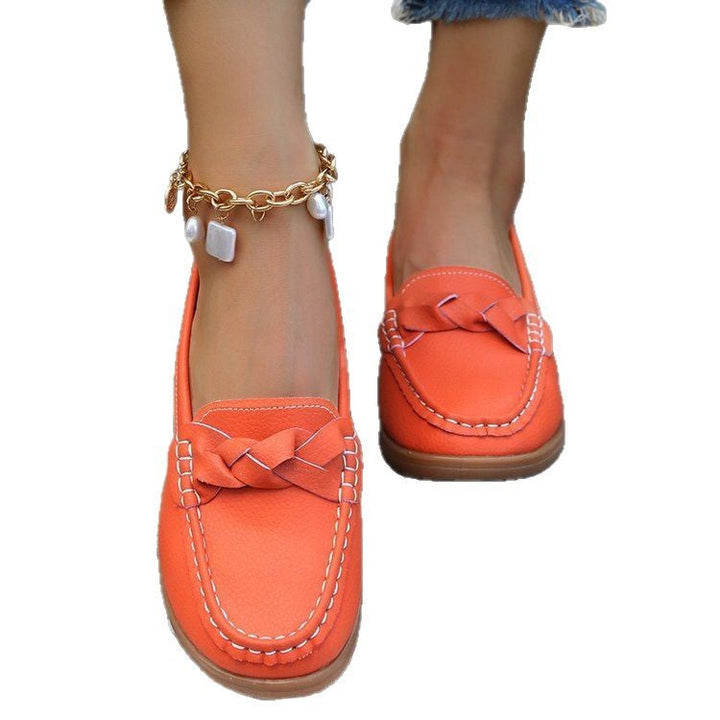 Stylish women's flats, comfortable slip-on shoes with elegant bow and essential non-slip outsole.