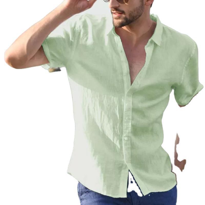 Casual short sleeve men's shirt, lightweight & breathable for warm weather and vacation.