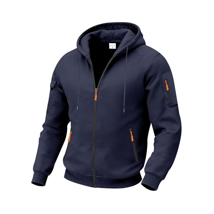 Everyday men's hooded sweatshirt with zip pockets, perfect for sports, loungewear, or relaxed style.