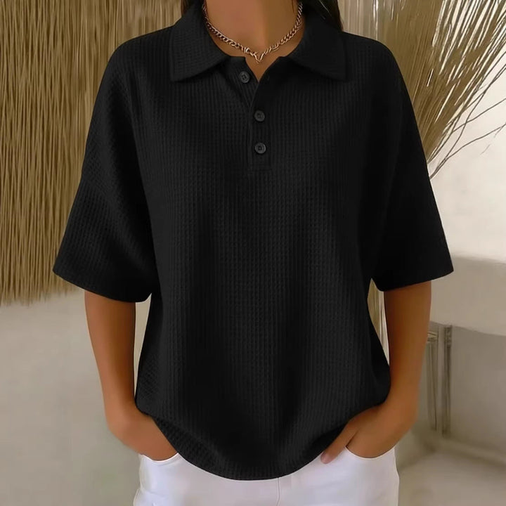 Stylish women's short sleeve polo shirt, great for summer casual wear & active women's apparel.