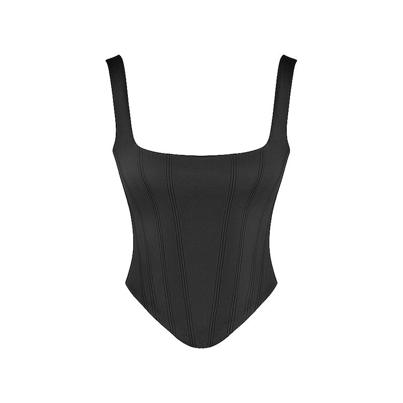Women's longline shaping corset top, elegant and versatile for clubwear or formal fashion.