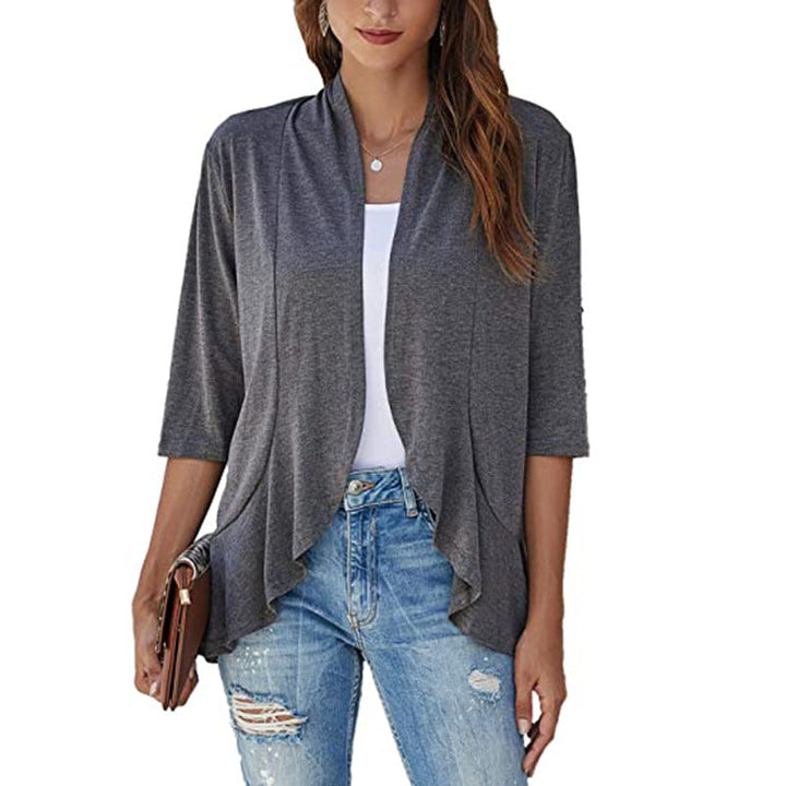 Perfect spring women's lightweight jacket, 3/4 sleeve, open front. Adds elegance to any outfit.