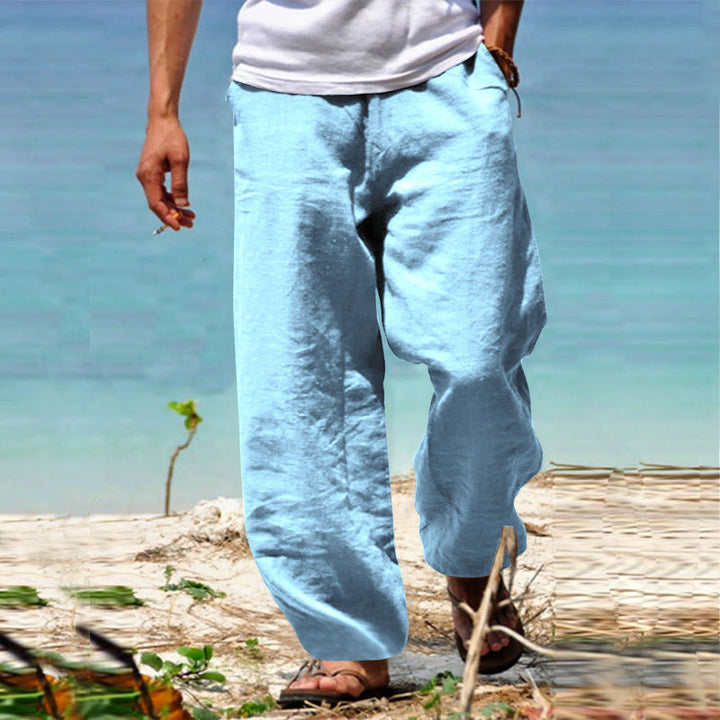 Versatile men's relaxed pants, suitable for summer fashion, beach attire, or general warm weather casual wear.