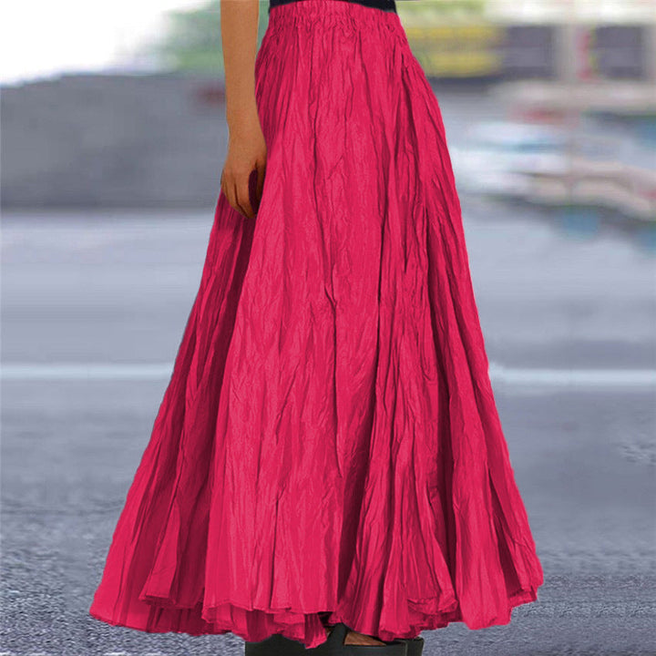 Stylish women's long skirt, A-line shape, elastic waist, suitable for various occasions.