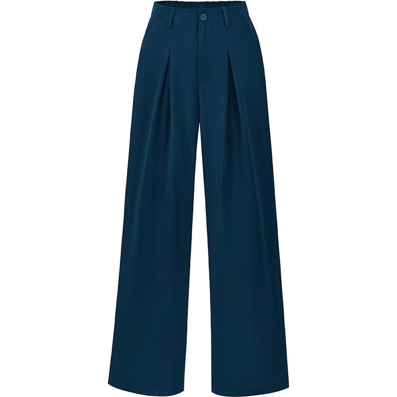 Modern high waist pleated wide leg trousers, designed for women seeking comfort and elegant style.