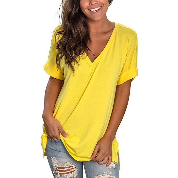 Women's V-neck t-shirt, soft & comfortable for casual everyday fashion.