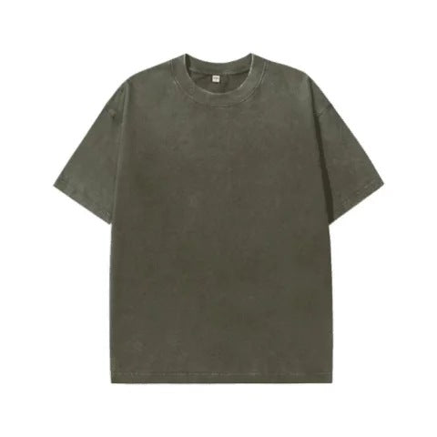 Women's short sleeve oversized crewneck t-shirt with a vintage wash, offering a chic relaxed fit.
