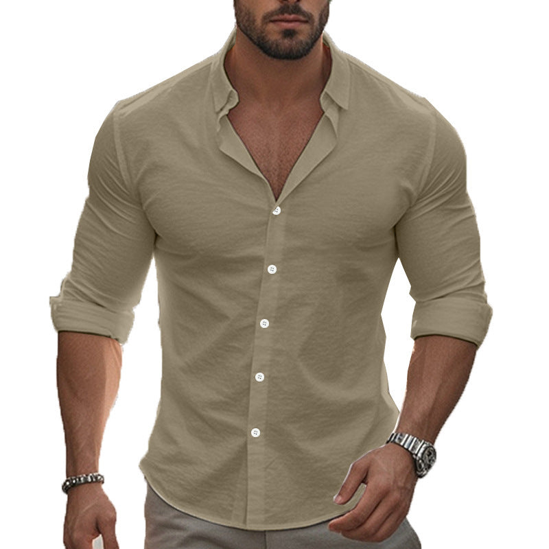 Men's modern fit long sleeve shirt, elegant design, ideal as a dress shirt or casual top.