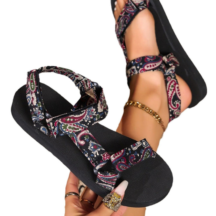 Vibrant women's orthopedic t-strap sandals with rhinestones for comfortable summer wear.