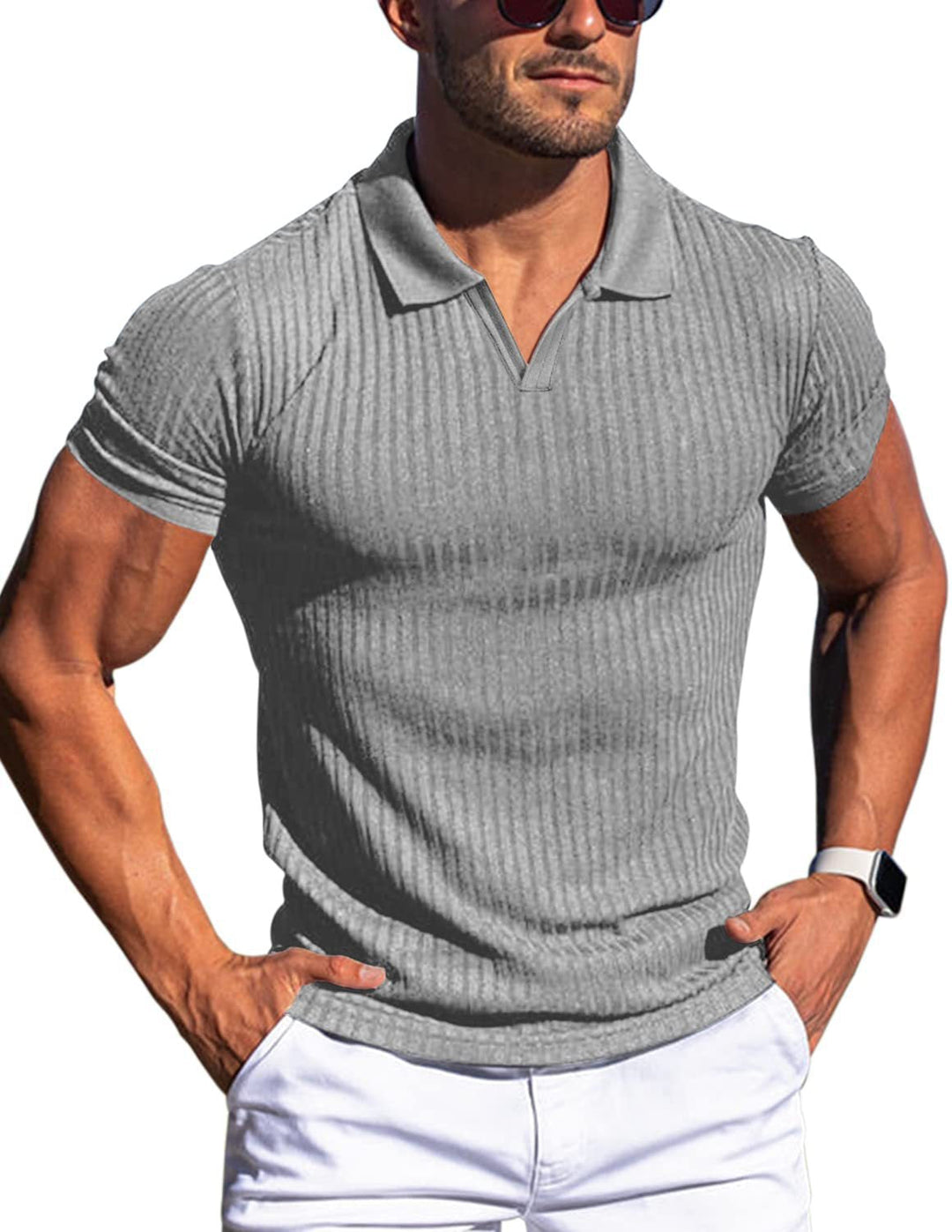 Simple yet stylish men's short sleeve polo, structured, versatile, an essential for men's summer wardrobe.