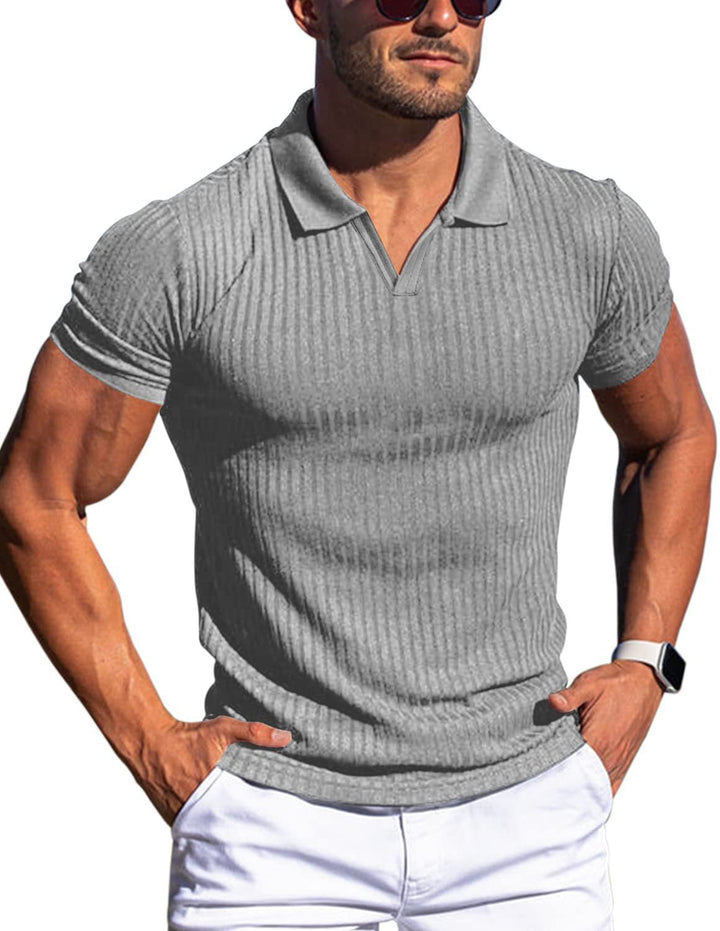 Simple yet stylish men's short sleeve polo, structured, versatile, an essential for men's summer wardrobe.