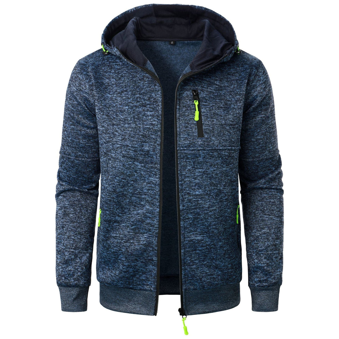 Fashionable men's patterned zip hoodie, a stylish and comfortable hooded sweatshirt.