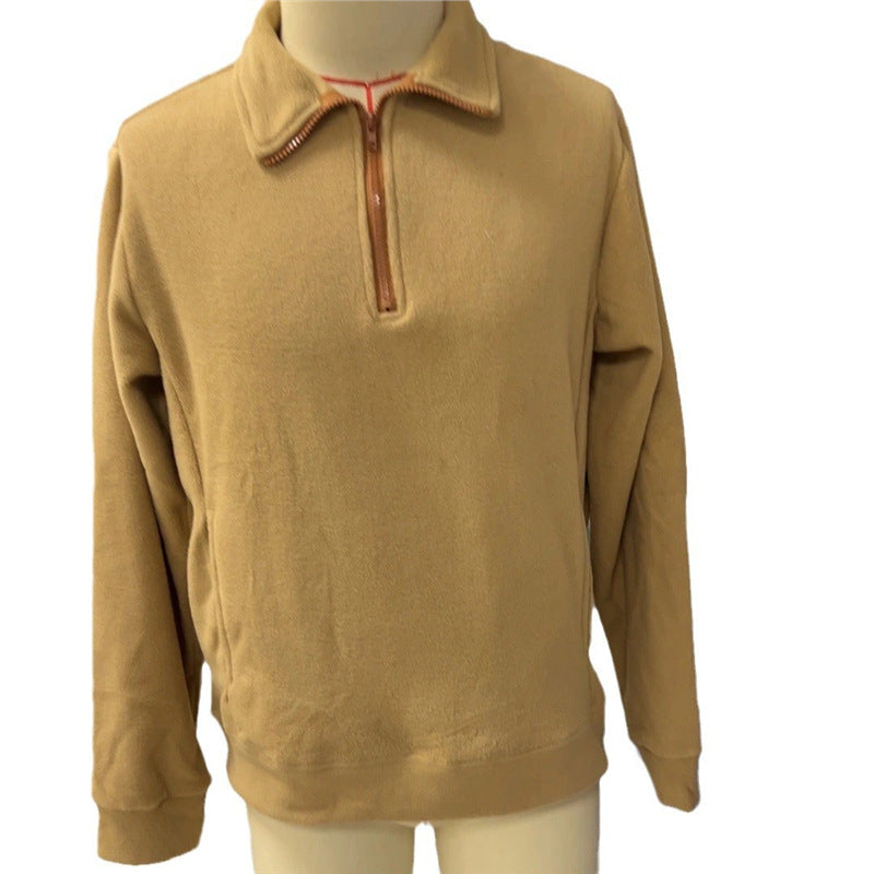 Modern men's textured half-zip pullover, a comfortable and stylish long-sleeve top for casual wear.