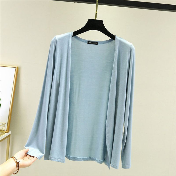 Comfortable & chic women's lightweight open front long sleeve cardigan, versatile for any outfit.