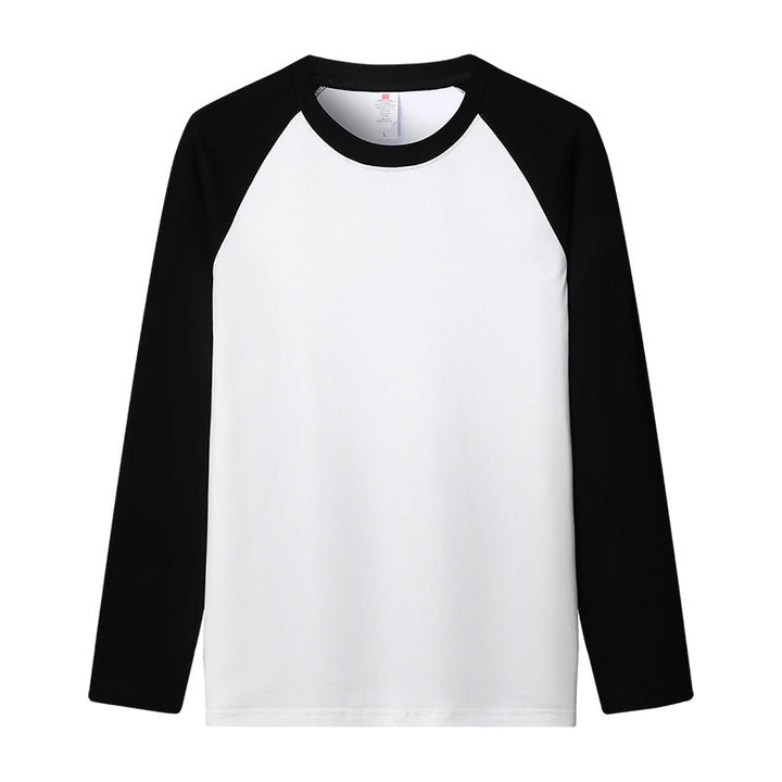 Stylish men's raglan long sleeve tee with contrasting sleeves, ideal for athletic activities & casual fashion.