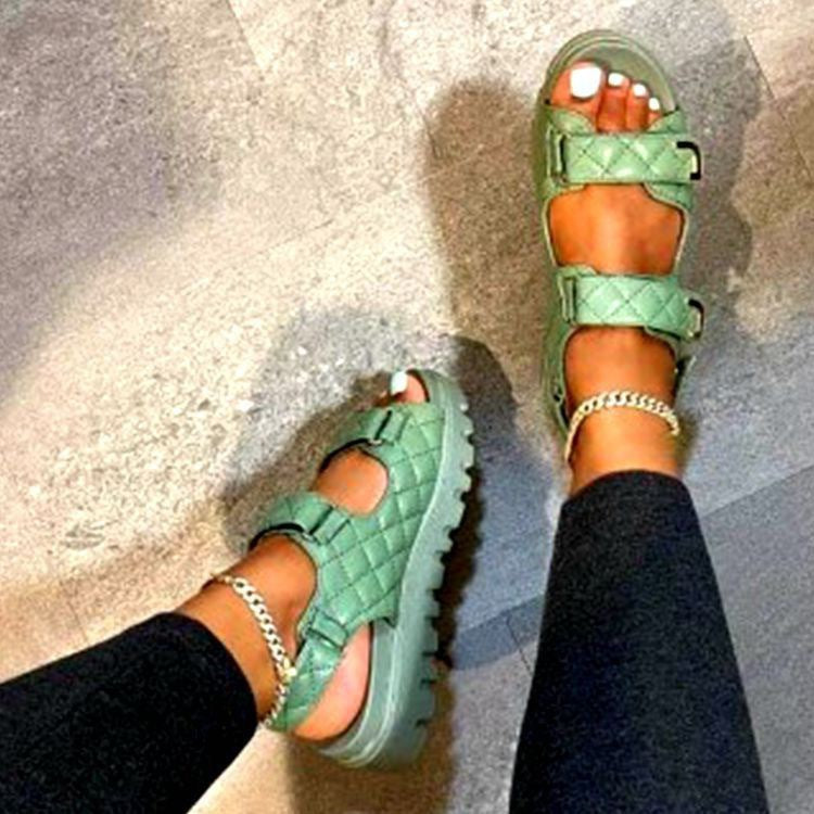 Stylish women's platform sandals with ergonomic straps & non-slip sole for comfortable summer casual wear.
