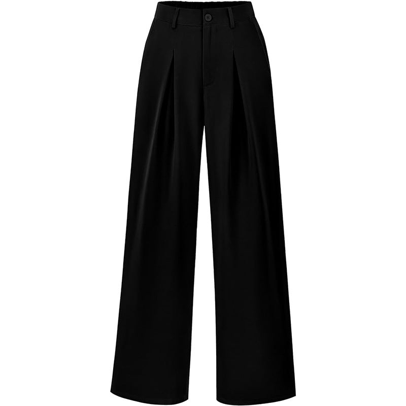 Comfortable high waist wide leg trousers, featuring pleats for a flowing and chic fashion statement.