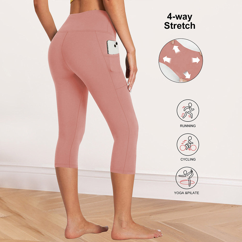 Versatile women's high-waist leggings with tummy control, compression & side pockets for any activity.