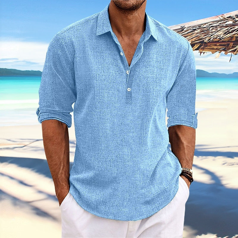 Lightweight men's short sleeve button shirt, relaxed fit for ultimate summer comfort & breathability.