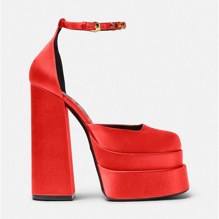 Elegant women's platform high heels, perfect for evening wear, with a stylish ankle strap.