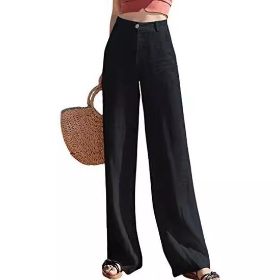 Women's effortless wide-leg pants, high-waist for stylish comfort and a relaxed fit.