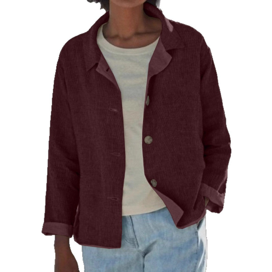 Casual women's buttoned jacket. Lightweight outerwear, perfect layering piece for spring and fall comfort.