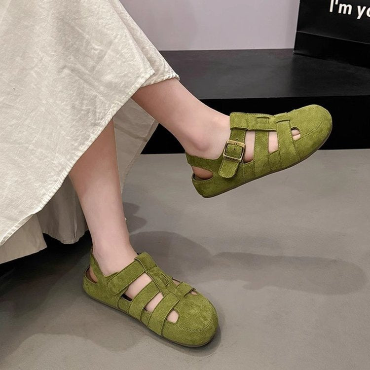 Black women's strappy sandals, adjustable straps & non-slip sole, comfortable summer casual footwear.