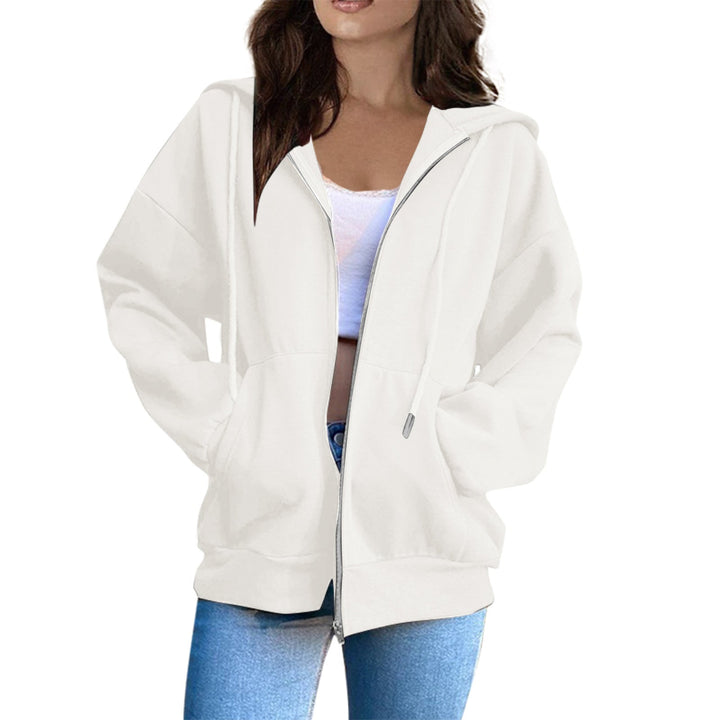 Stylish women's oversized hooded sweatshirt with pockets. Great for everyday comfort.