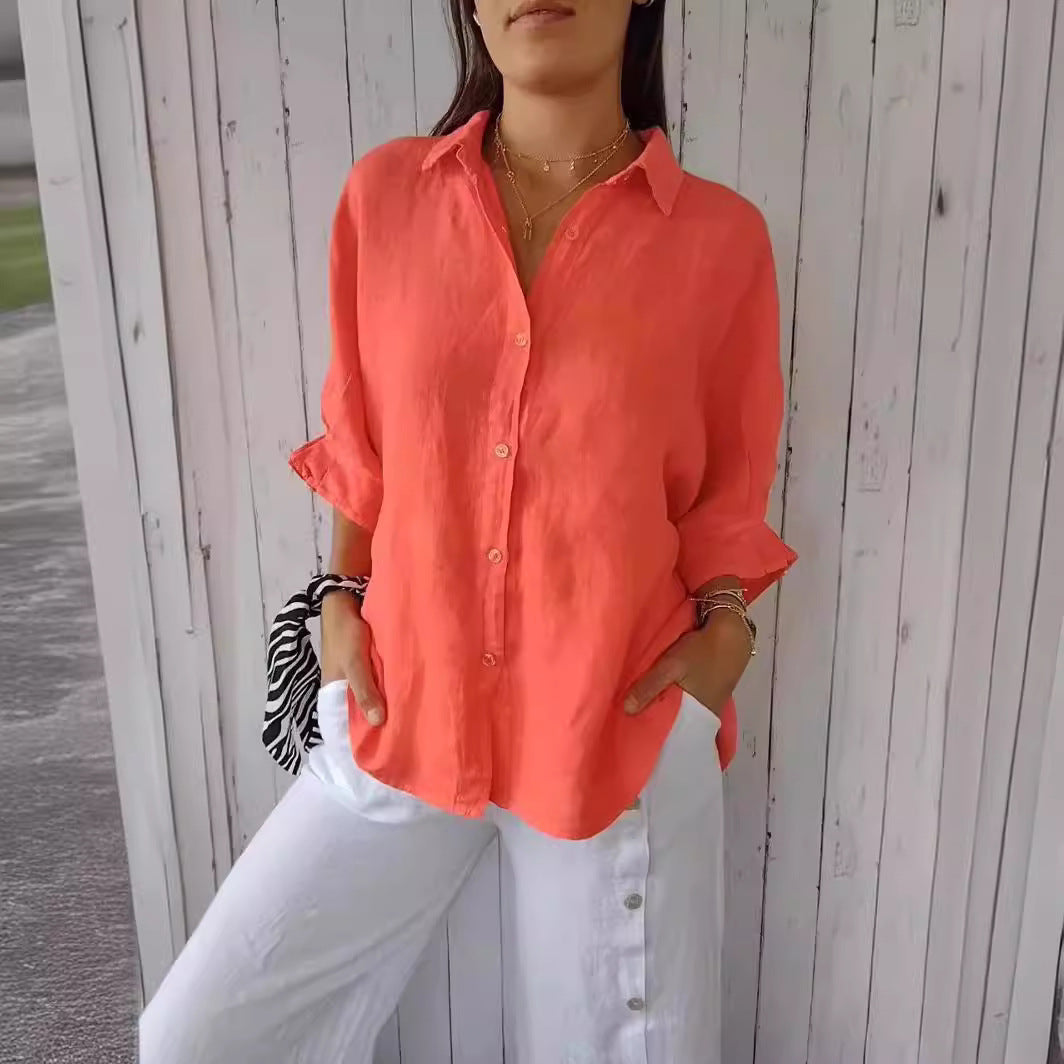 Chic women's loose fit top, ideal for versatile spring and summer styling.
