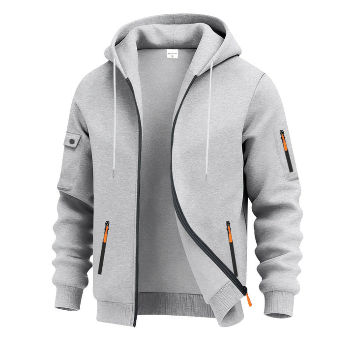 Comfortable men's sporty hoodie with zip pockets, great for active comfort & workout sessions.