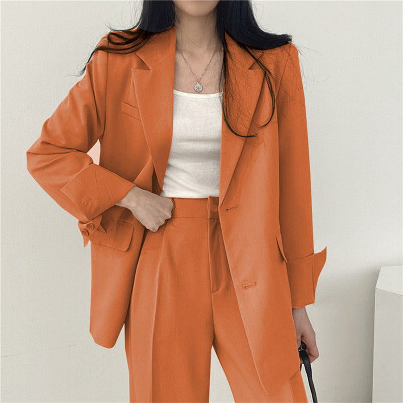 Elegant women's tailored business suit, designed for comfort and professional style.