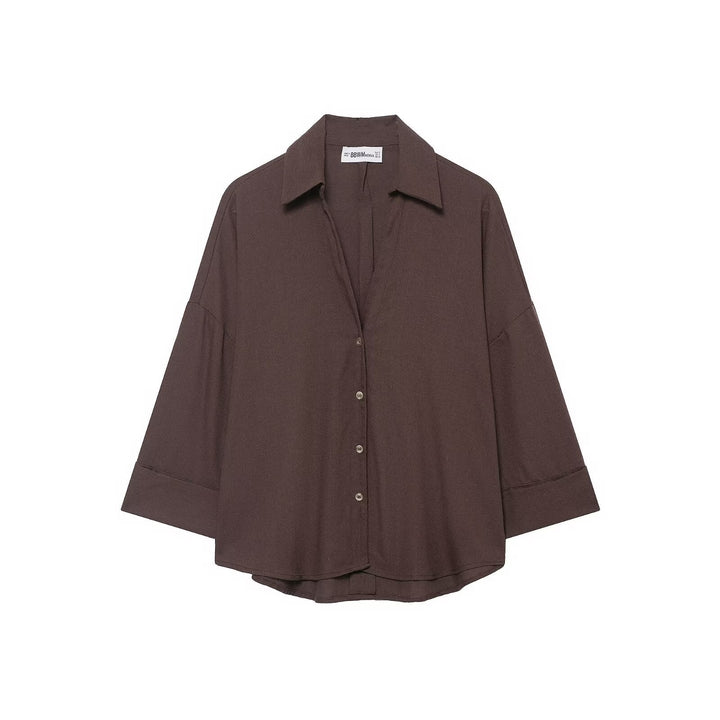 Casual women's oversized button shirt. Versatile long-sleeve blouse, perfect for summer & spring.